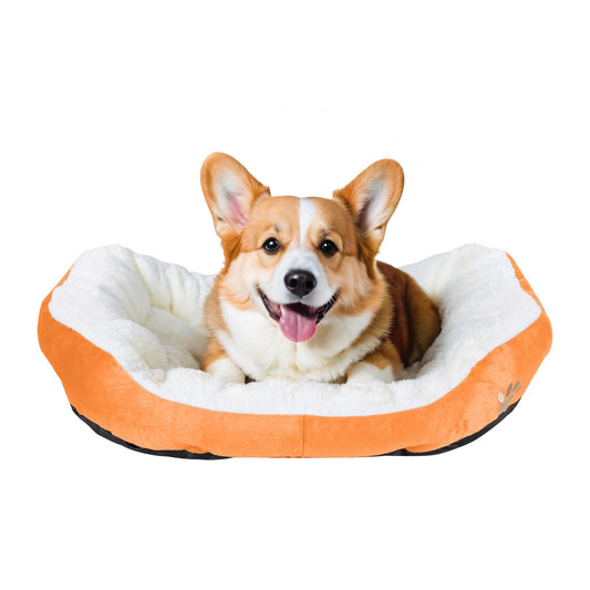 Resulzon Plush Pet Bed Mat – Washable Faux Fur, Orange