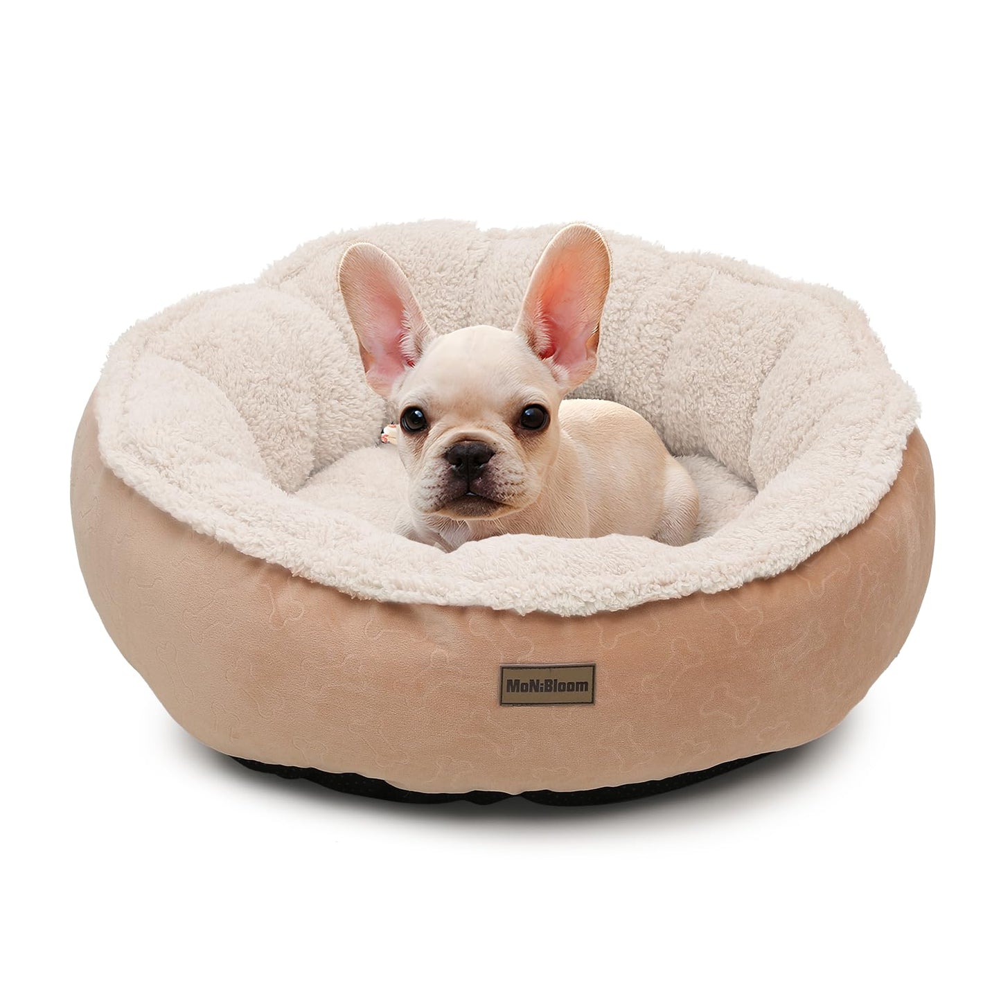 MoNiBloom Short Plush Pet Bed, Beige